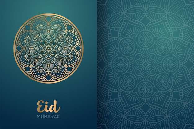 Eid mubarak card with mandala ornament.