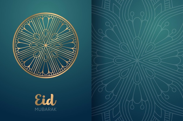 Eid mubarak card with mandala ornament.