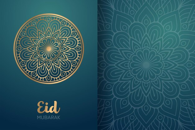 Eid Mubarak card with mandala ornament.