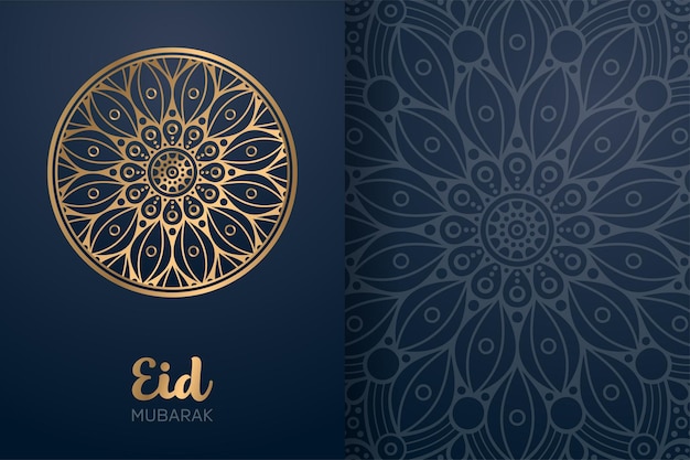Eid Mubarak card with mandala ornament.