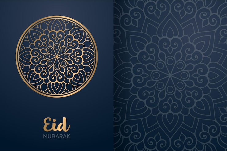 Vector eid mubarak card with mandala ornament.