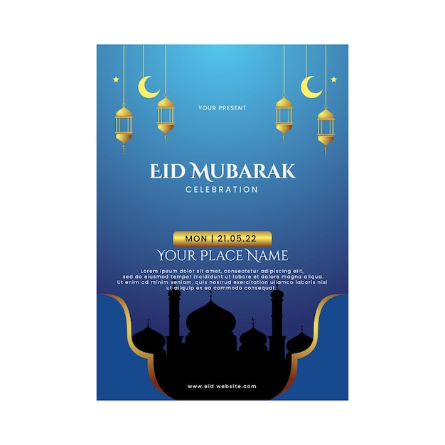 Eid mubarak celebration flyer template