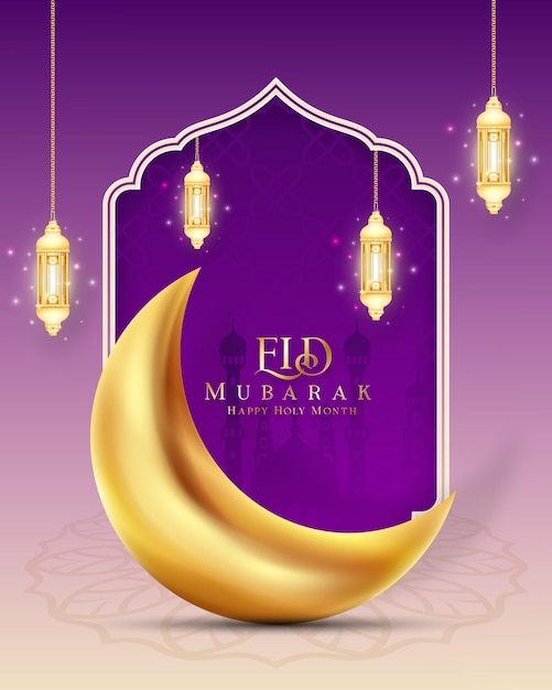 Vector eid mubarak celebration social media bericht