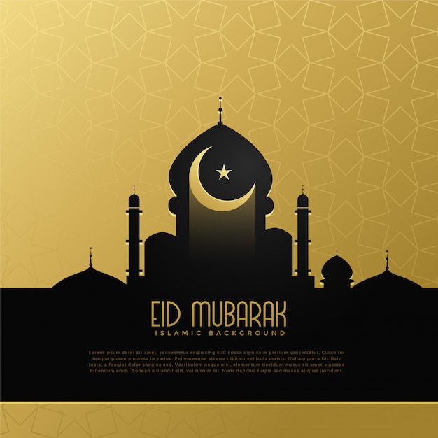 Eid mubarak concept design with mosque and moon