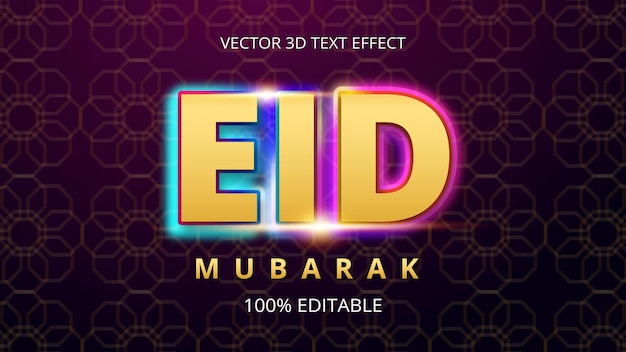 Vector eid mubarak creatief 3d-teksteffectontwerp