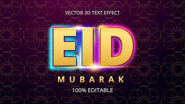 Eid mubarak creative 3d text effect design