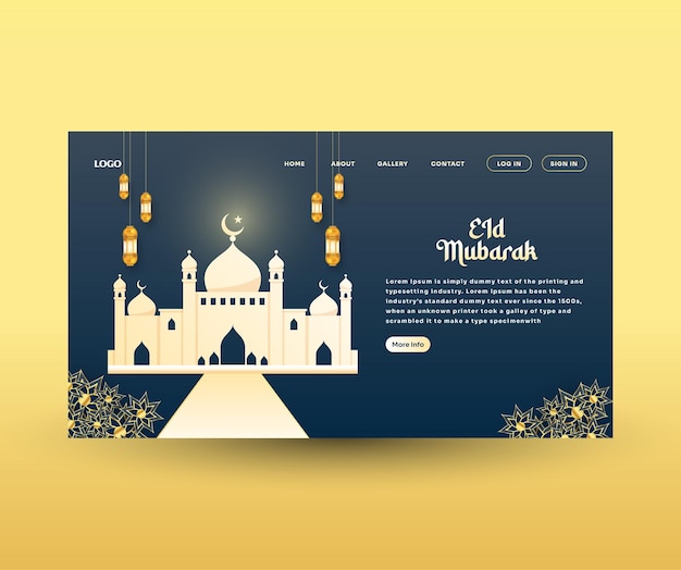 Eid Mubarak crescent landing page design