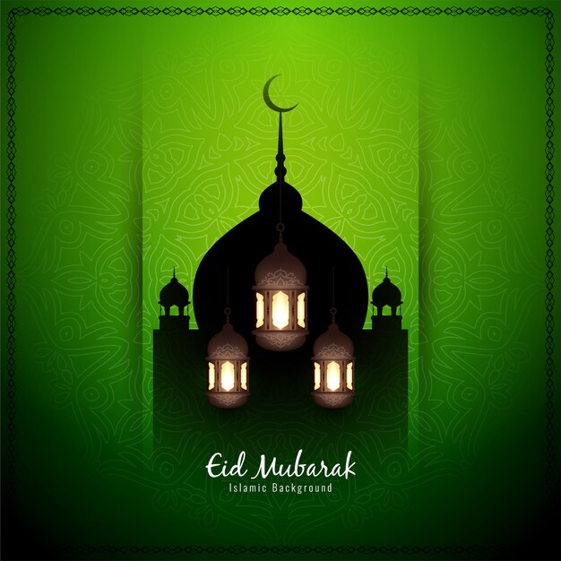 Vector eid mubarak decorative islamic green background