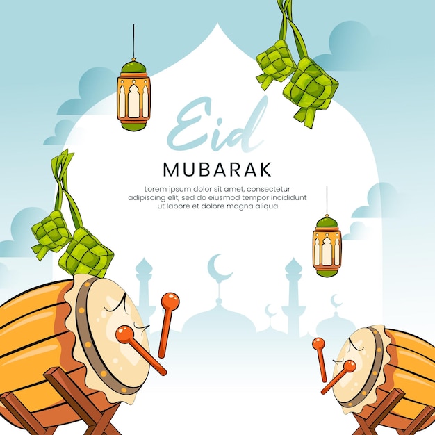 eid mubarak design eid al fitr illustration