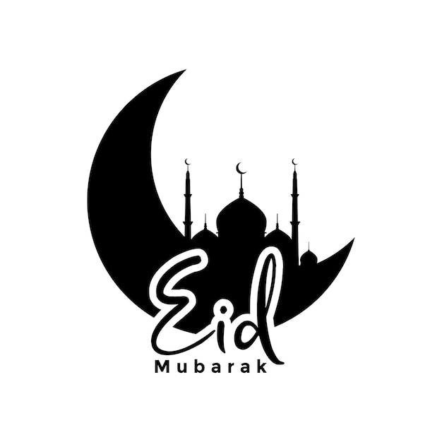 Vector eid mubarak design for social media post black and white masque