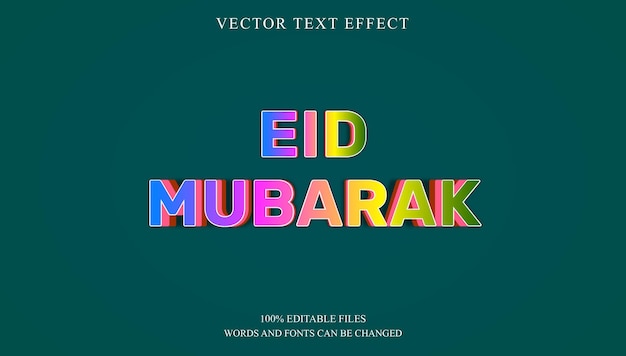 Vector eid mubarak editable 3d text effect style