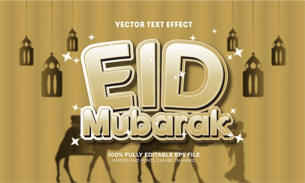 Vettore effetto testo modificabile eid mubarak