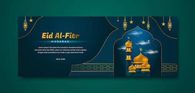 Eid Mubarak and eid alFitr Facebook cover template