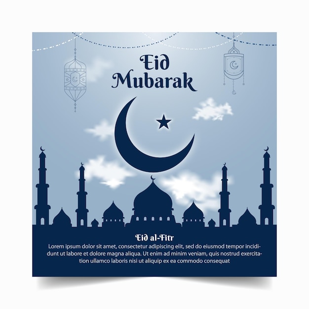 Eid mubarak e eid ul fitr banner per i social media o modello di progettazione di post instagram