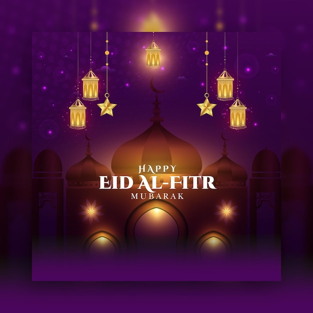 Eid mubarak and eid ul fitr social media banner instagram post template