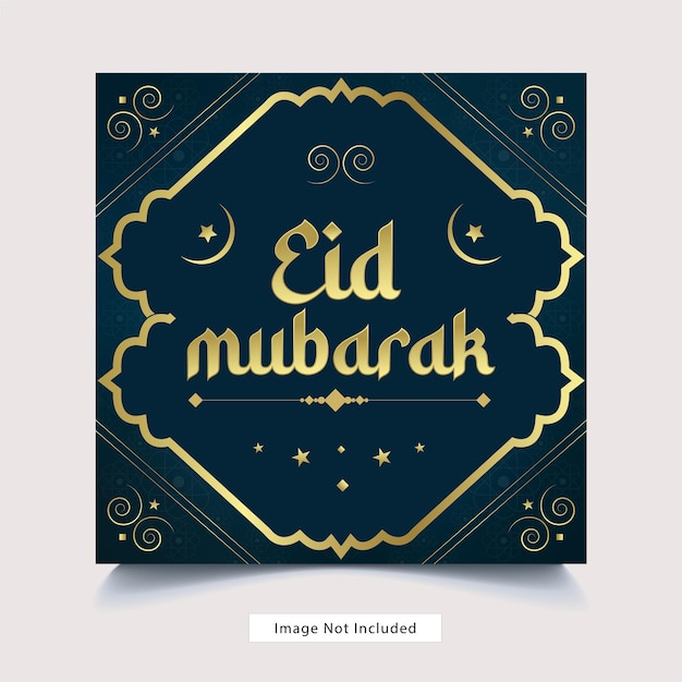 Eid mubarak e eid ulfitr modello di poster di banner per social media di lusso