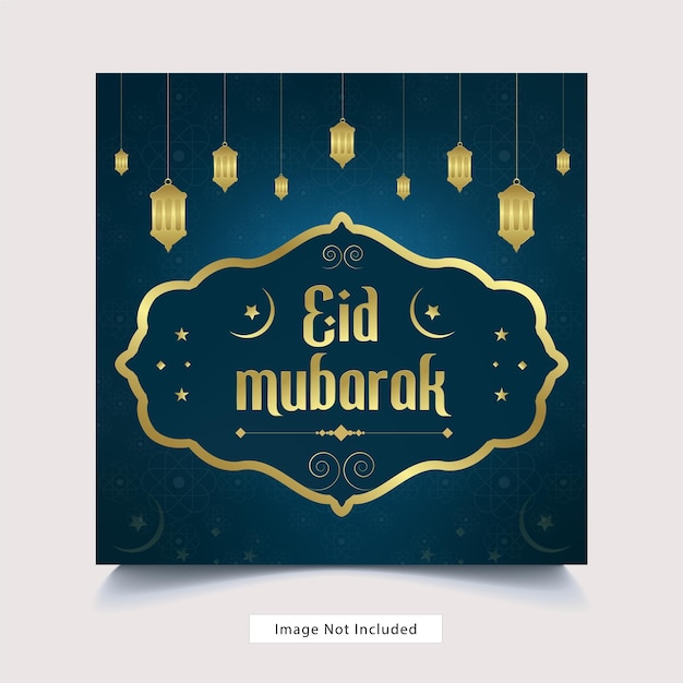 Modello di poster per banner social media eid mubarak e eid ulfitr