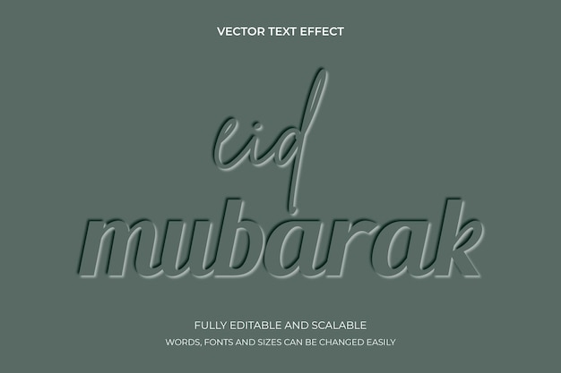 Eid mubarak Emboss bewerkbaar teksteffect viering van moslim gemeenschapsfestival