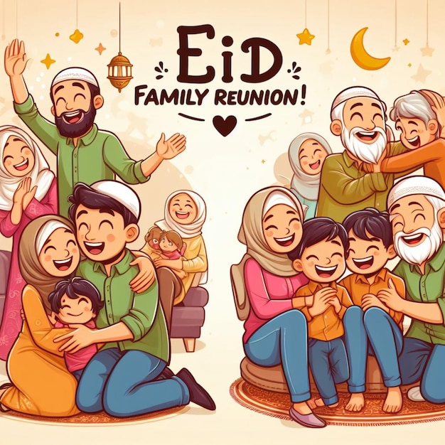 Eid mubarak family reunion poster