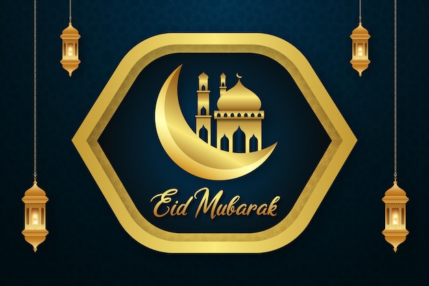 Eid Mubarak festival gouden elementen decoratieve achtergrond