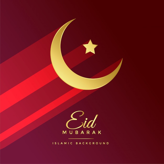 Vector eid mubarak festival greeting with golden moon and star