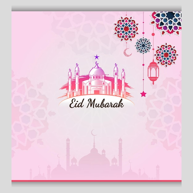Eid Mubarak festival kaart achtergrond gratis vector