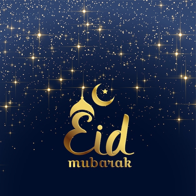 eid mubarak festival kaart met sterren en glitters