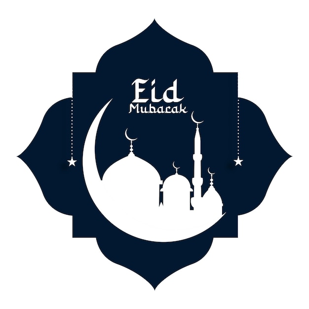 Eid Mubarak flat style decorative greeting background