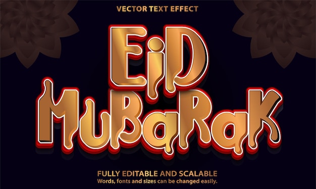 Eid mubarak effetto testo dorato vettore di alta qualità