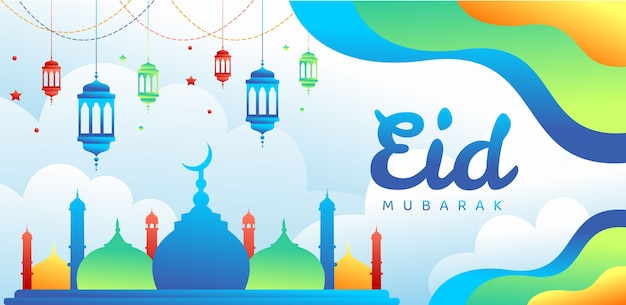 Vector eid mubarak gradient background