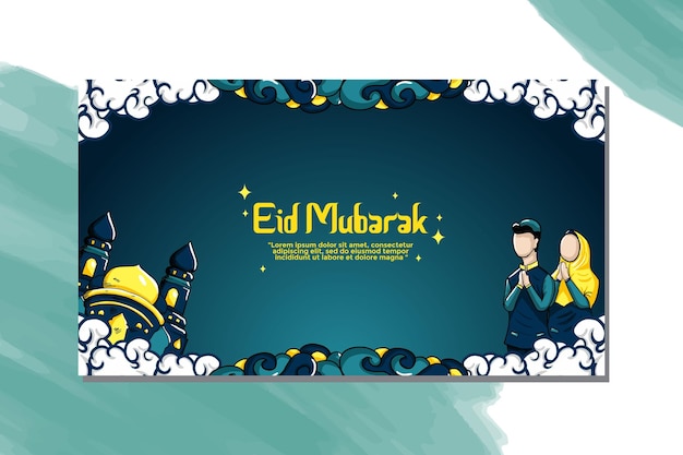 Vettore eid mubarak saluti per i post sui social media