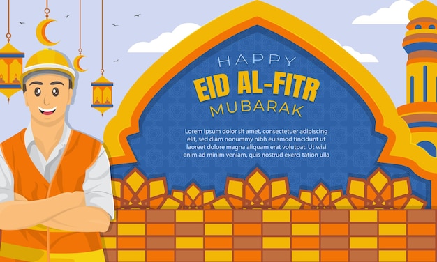 Eid Mubarak greeting background for industrial company