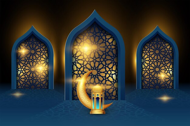 Eid mubarak greeting card background with islamic ornament vector illustration