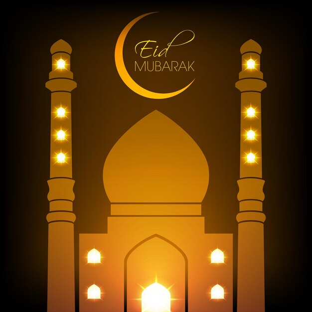 Vector eid mubarak greeting card for the celebration of muslim community festival