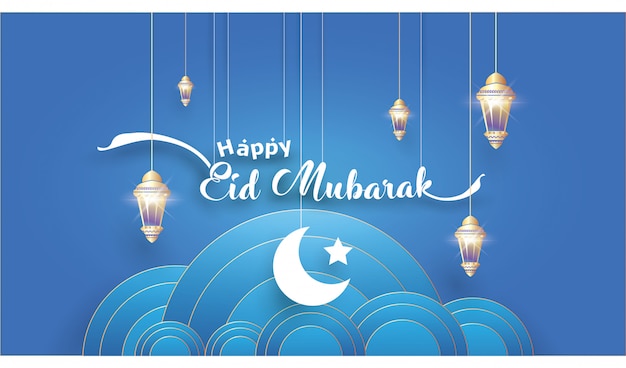 Eid mubarak greeting card illustration