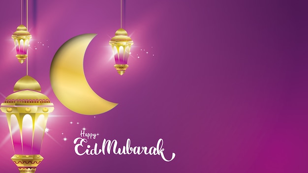 Eid mubarak greeting card illustration