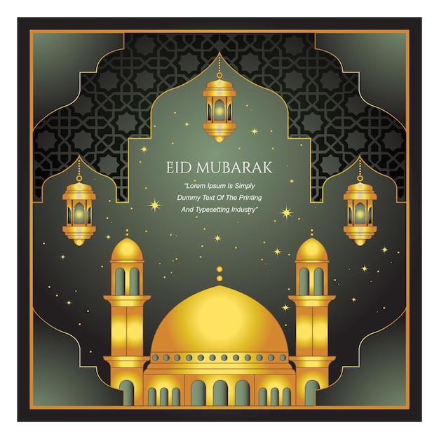 Eid mubarak greeting card template design