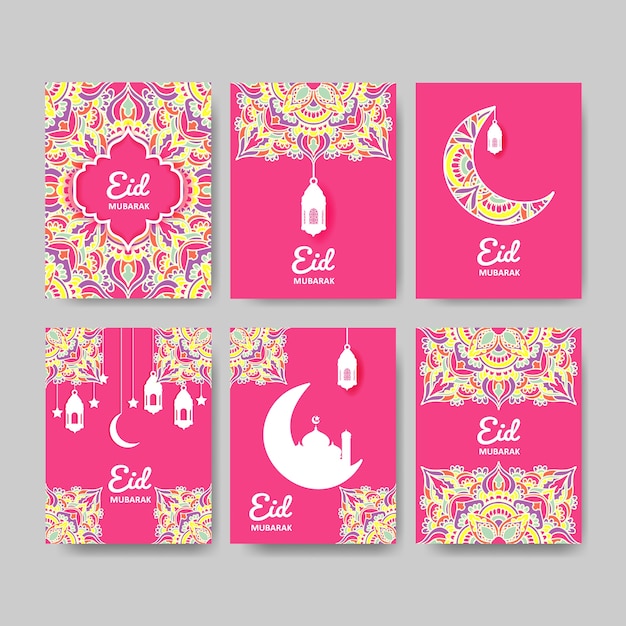 Cartolina d'auguri di eid mubarak con ornamento di mandala