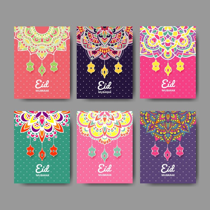 Vector eid mubarak greeting card with mandala ornament