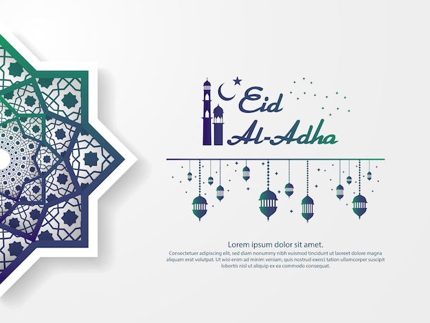 Vettore saluto di eid mubarak design con elemento mandala astratto