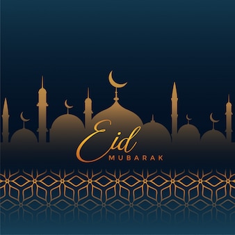 Eid mubarak saluto con silhouette moschea