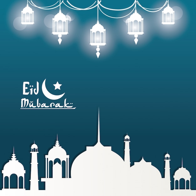 Eid Mubarak-groet met moskee