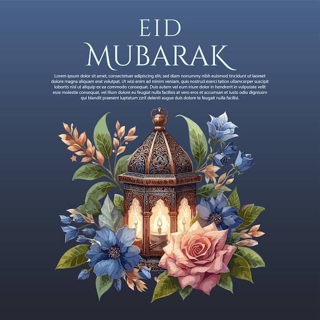 Eid mubarak groetkaart waterverf vector illustratie