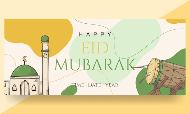eid mubarak, hand painted in pastel colors