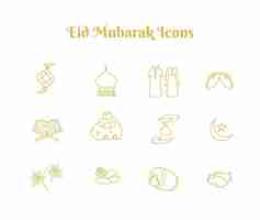 Vector eid mubarak icons