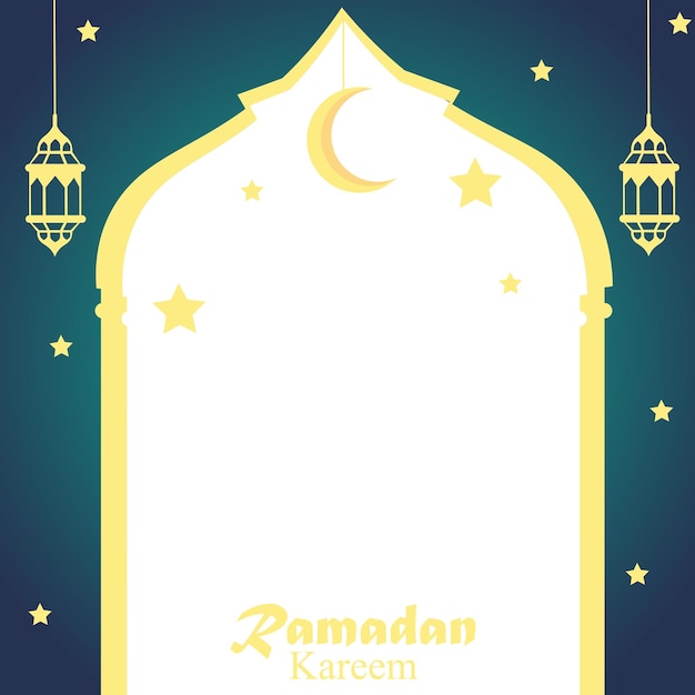 Vector eid mubarak idul fitri ramadan kareem frame blue green gold