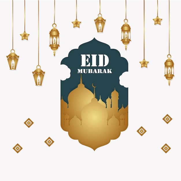 Eid mubarak-illustratieontwerp premium vector