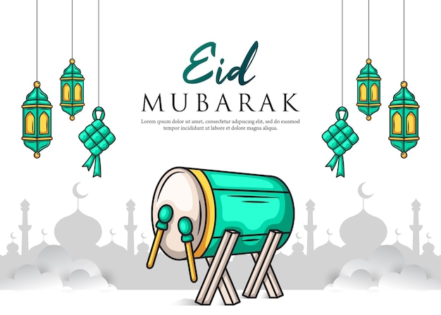 eid mubarak illustration design islamic background
