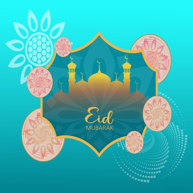 Vector eid mubarak illustration islamic festival for greeting card banner poster background flyer