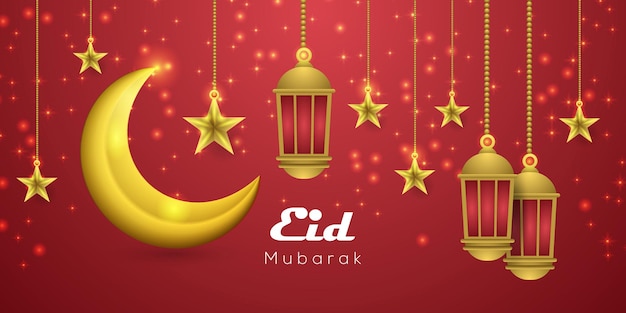 Eid mubarak design di sfondo islamico